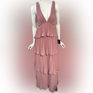 Lulus Mesmerizing Pink Pleated Backless Tiered Maxi Dress Party Wedding‎ Formal